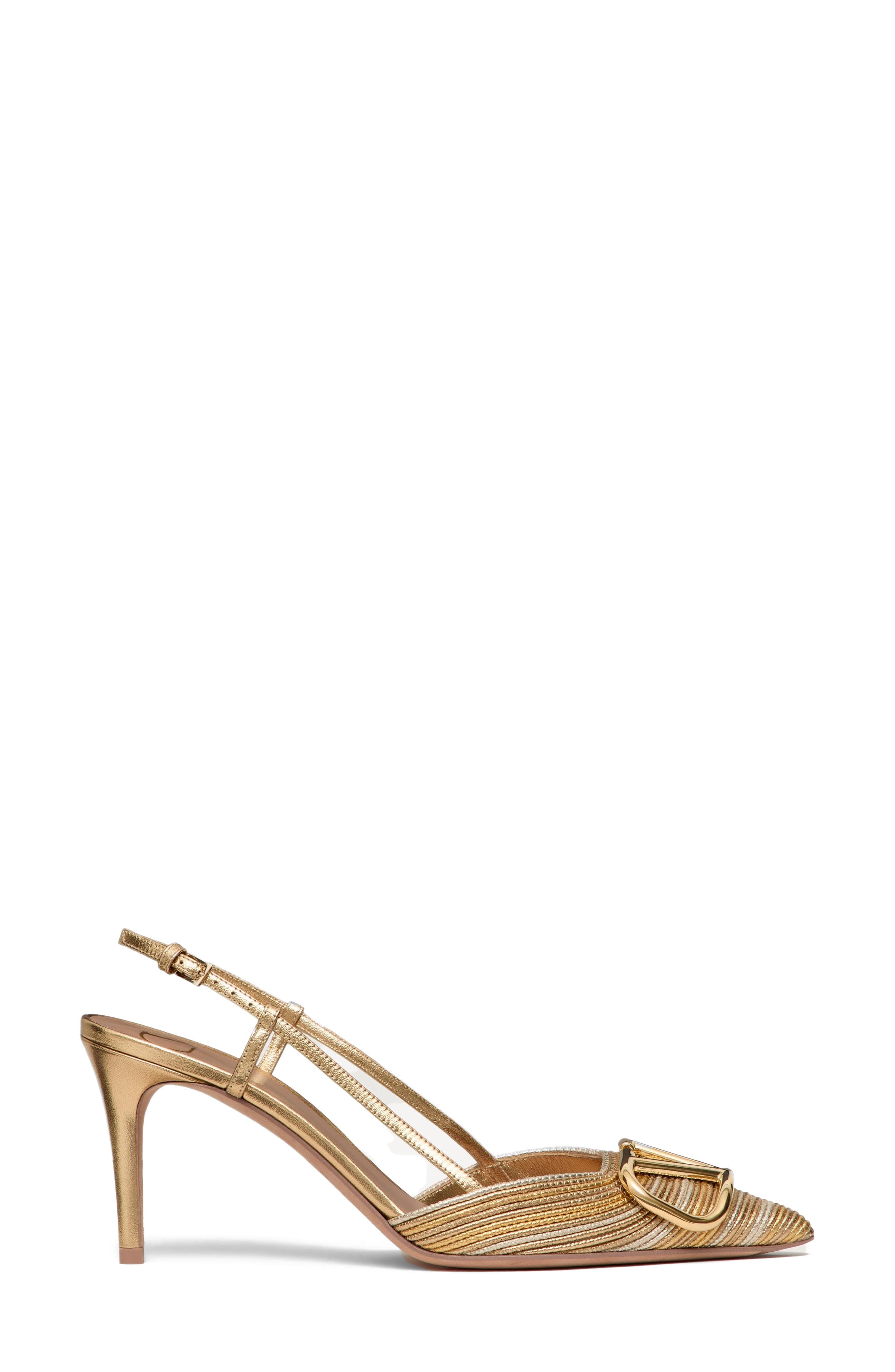Valentino Garavani VLOGO Signature Metallic Slingback Pump in Gold at Nordstrom - 3