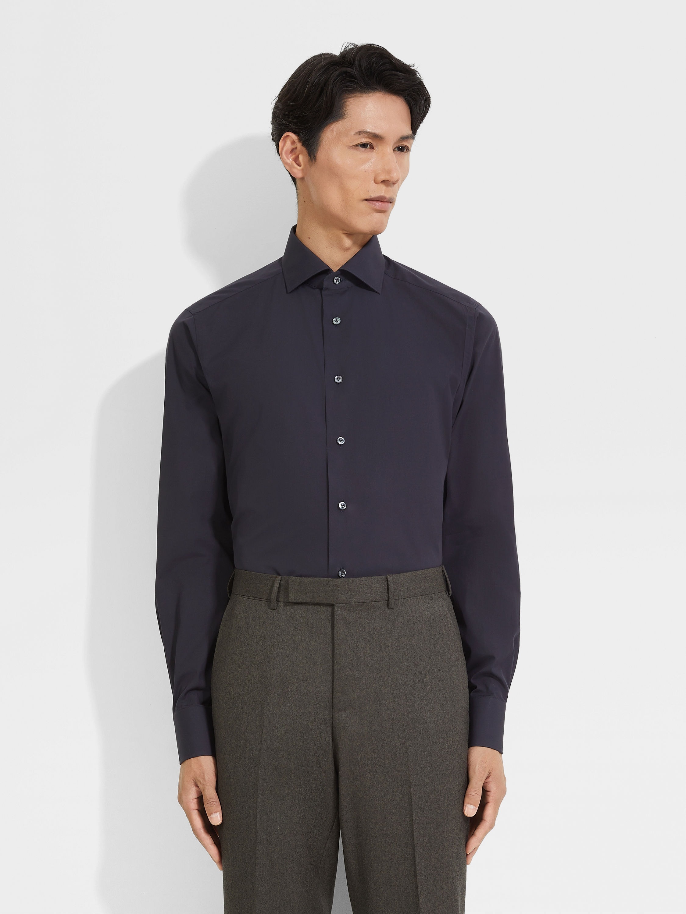 NAVY BLUE CENTOVENTIMILA COTTON SHIRT - 3