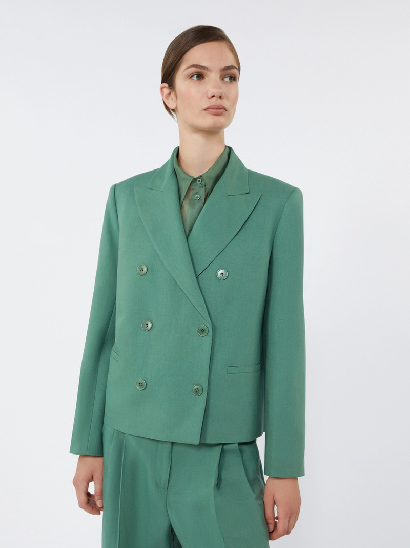NEMBI Viscose and linen blazer - GREEN 5