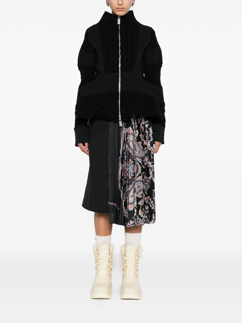 sacai cable-knit zip-front cardigan outlook