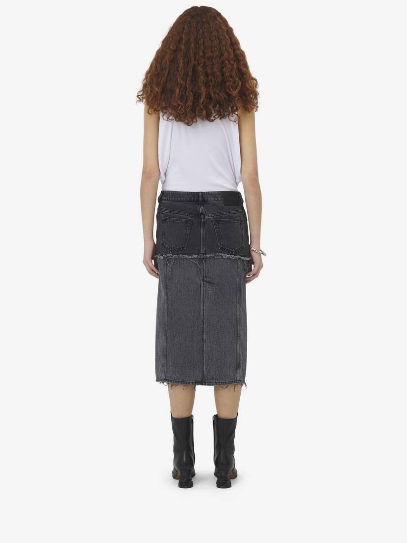 Two-tone Denim Skirt - 4