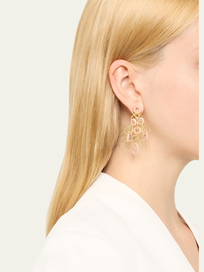 Buccellati Hawaii 18K Yellow Gold Pink Opal Earrings, 5cm outlook