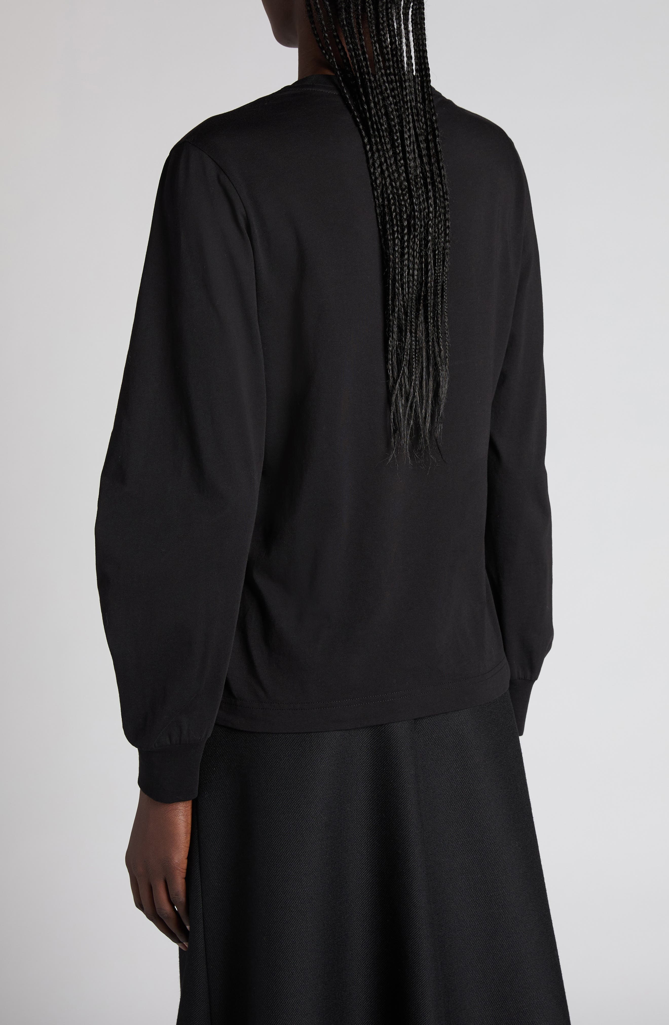 Moncler Pleated Long Sleeve T-Shirt in Black at Nordstrom - 2