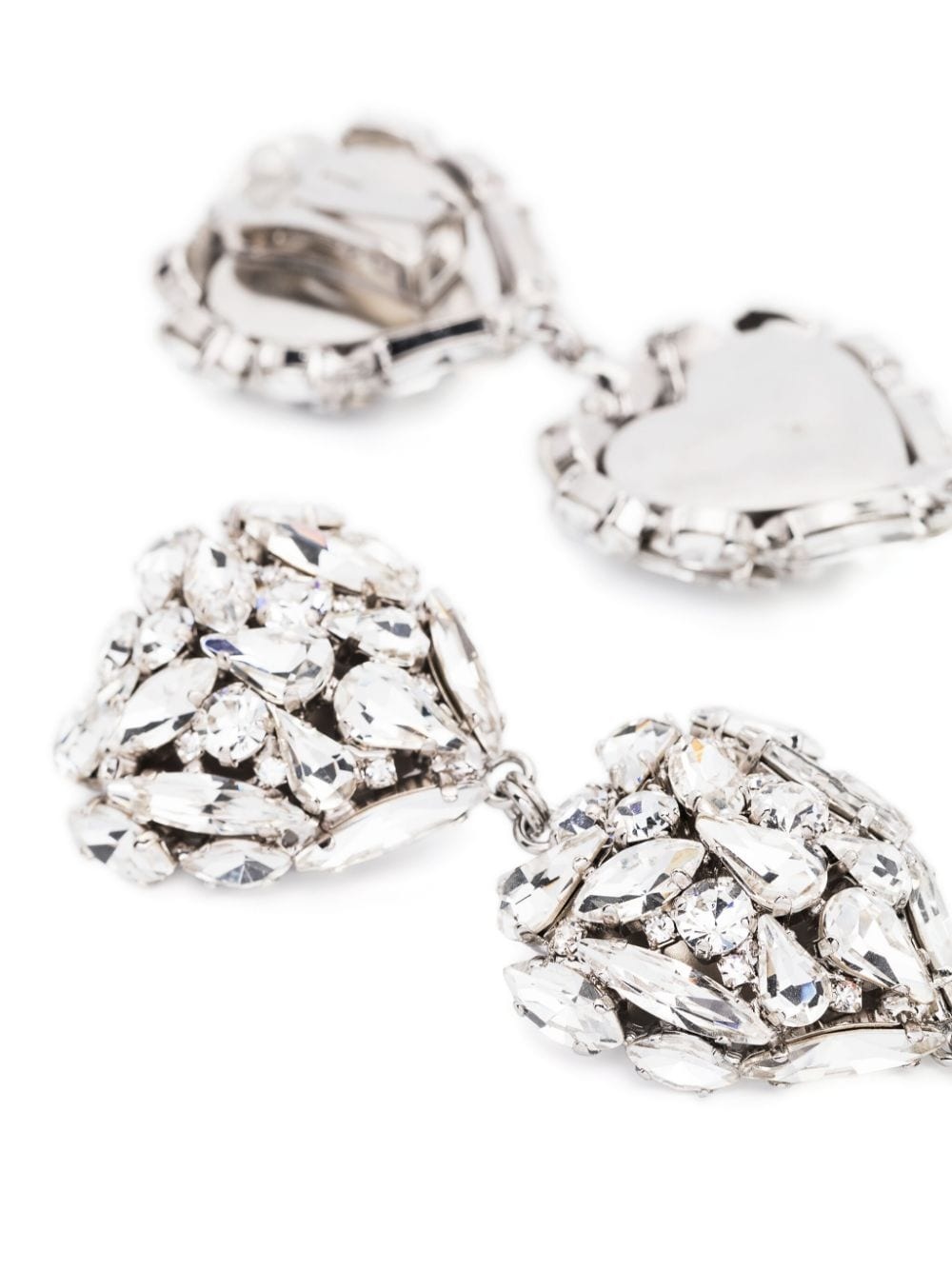 heart-shape crystal-embellished drop earrings - 3