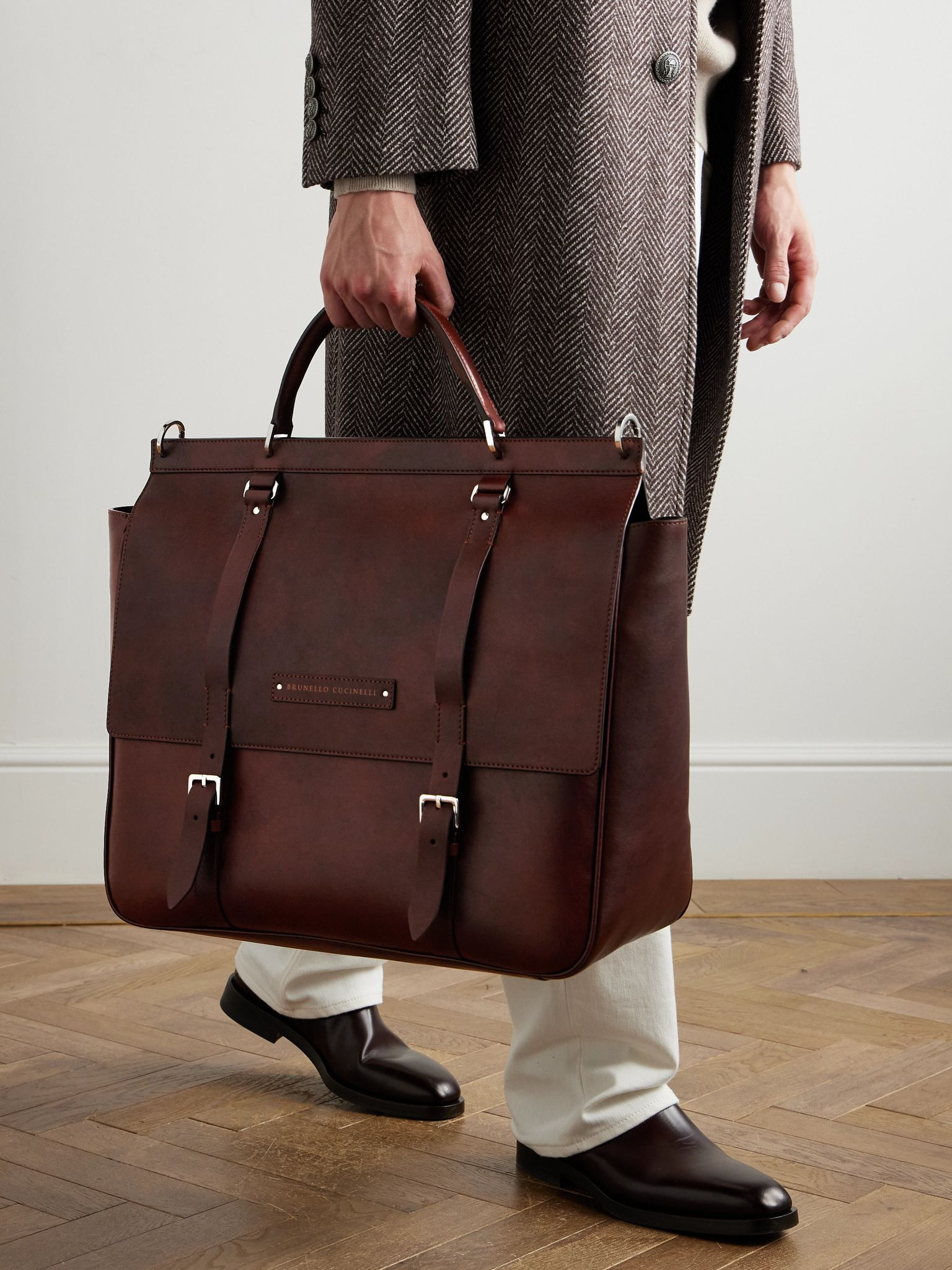 Leather Briefcase Red - 2