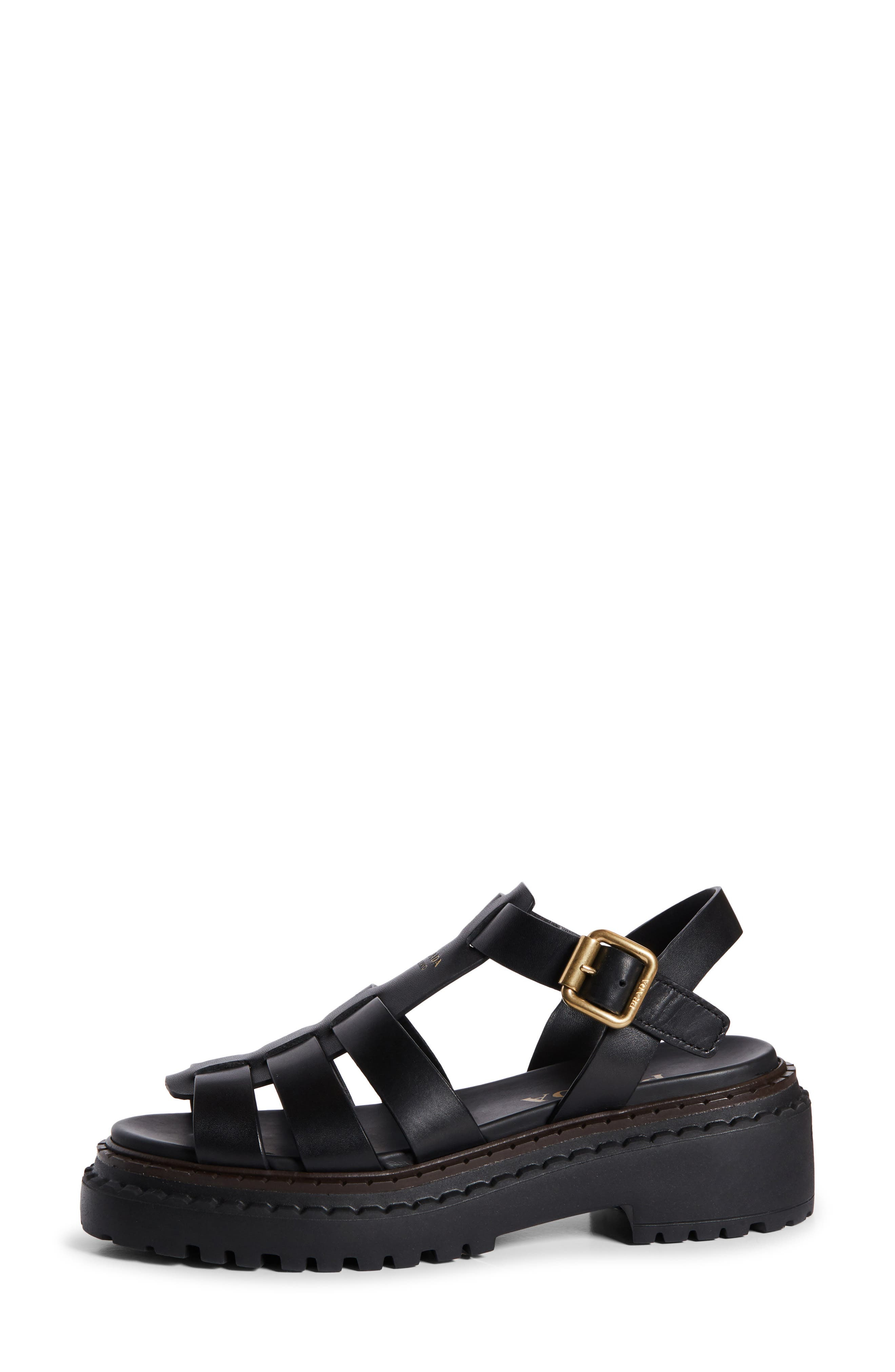 Prada Platform Cage Sandal in Nero at Nordstrom - 3