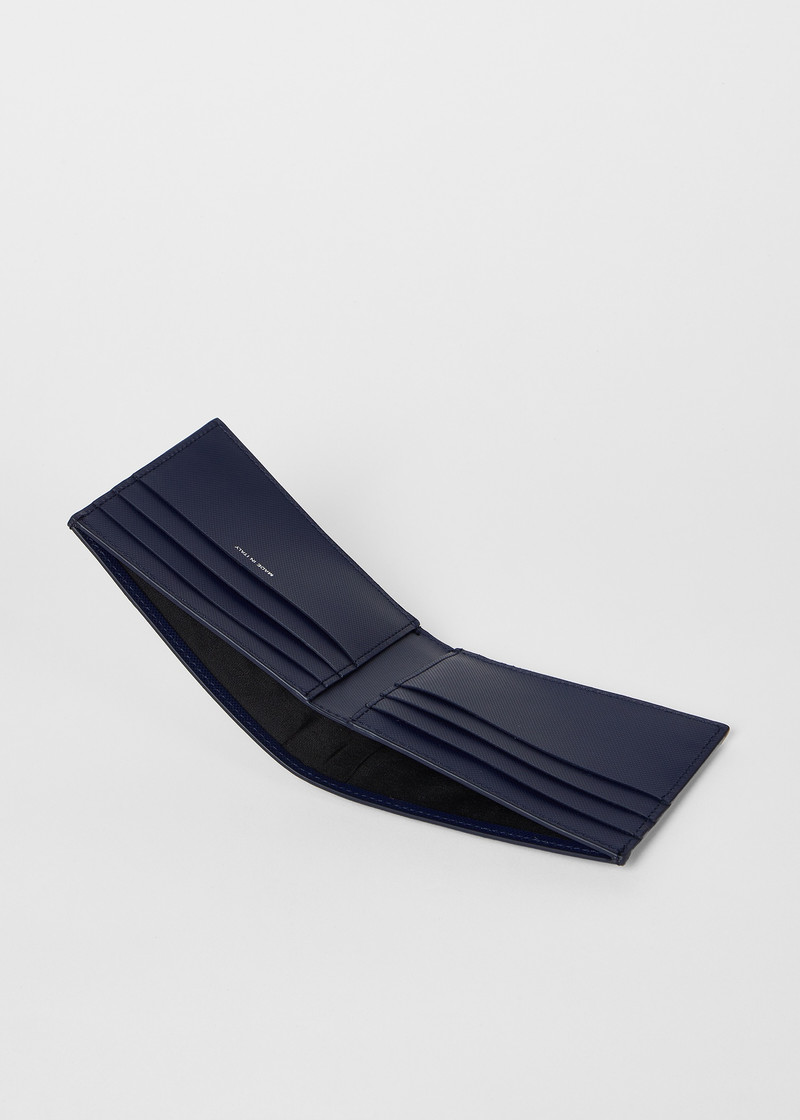Navy Embossed Leather Billfold Wallet 4