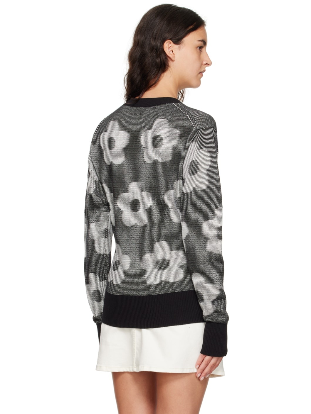 Black & White Kenzo Paris Flower Spot Sweater - 3