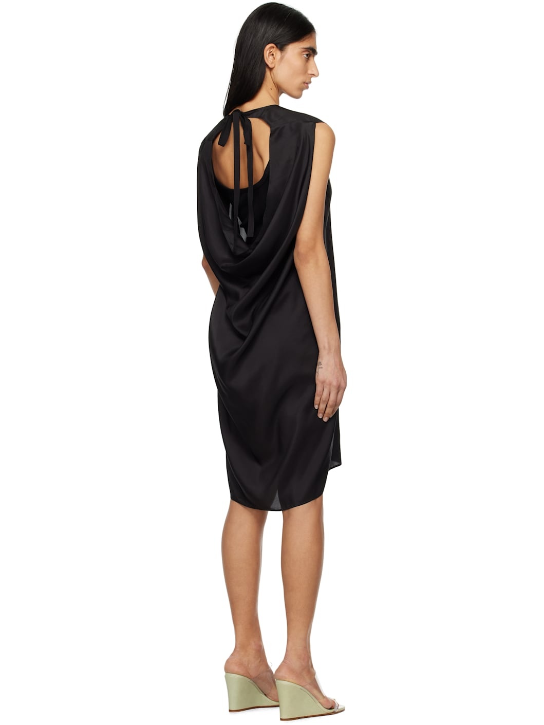 Black Light Silk Shift Midi Dress - 3