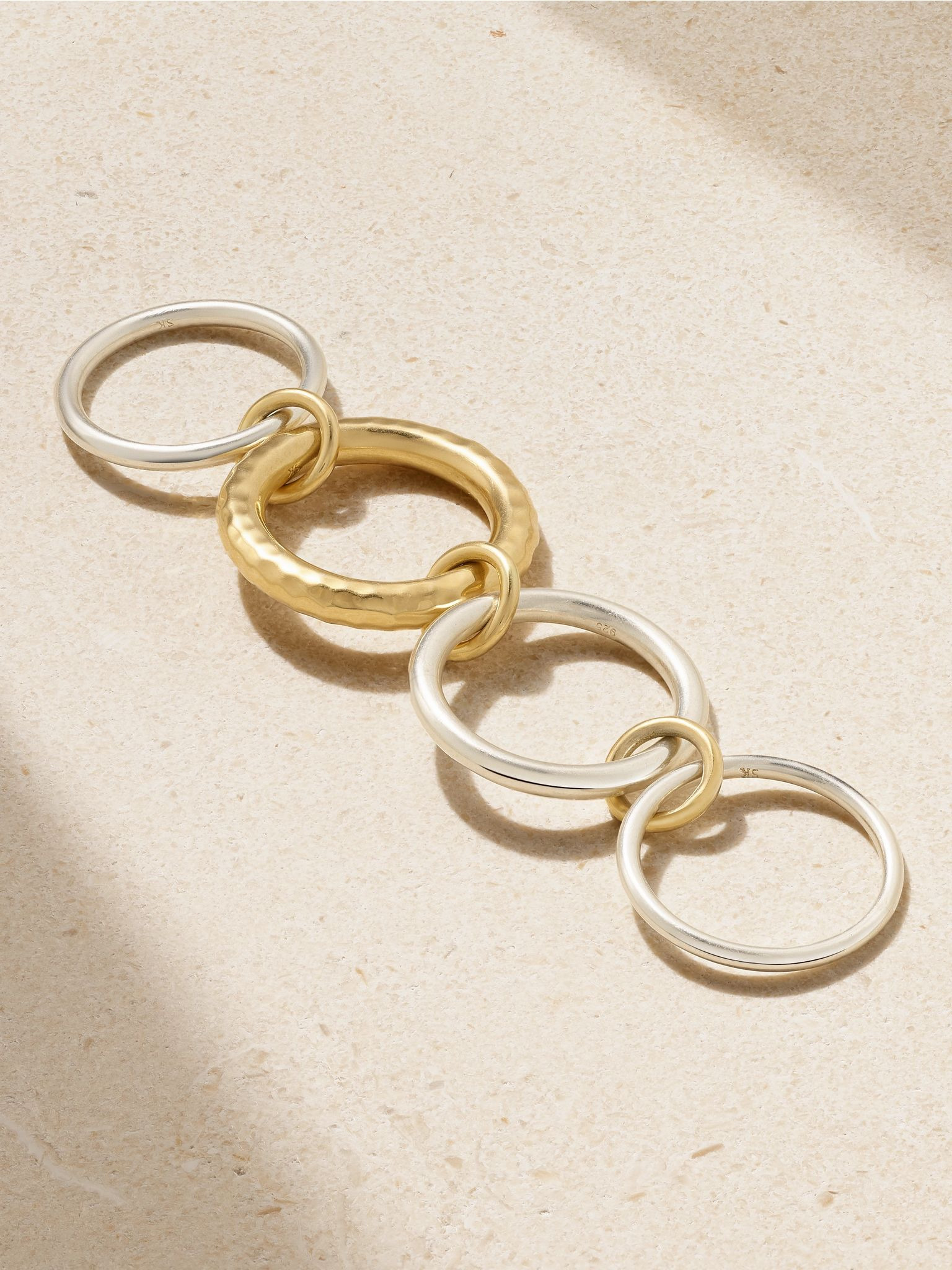 Janssen linked sterling silver and 18-karat gold rings Gold - 3