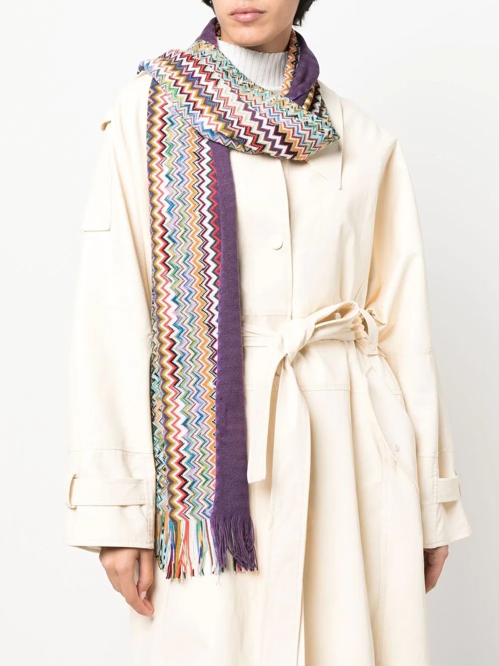 zig-zag embroidered scarf - 2