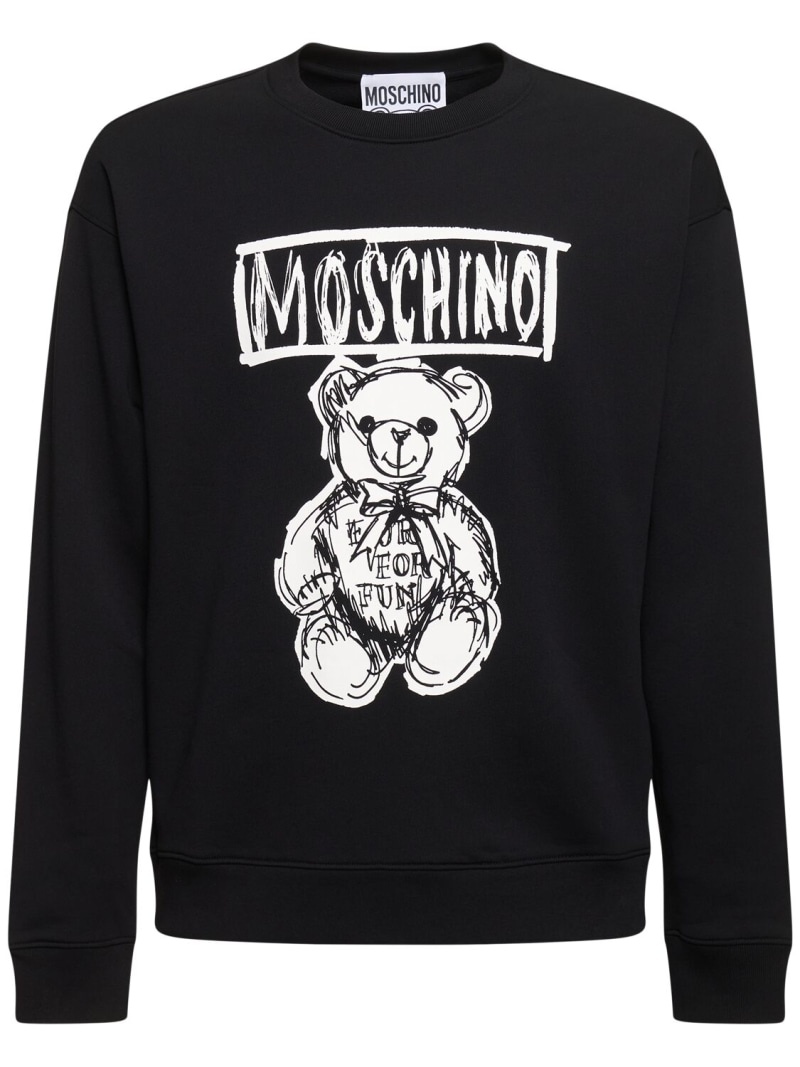 Teddy print cotton crewneck sweatshirt - 1