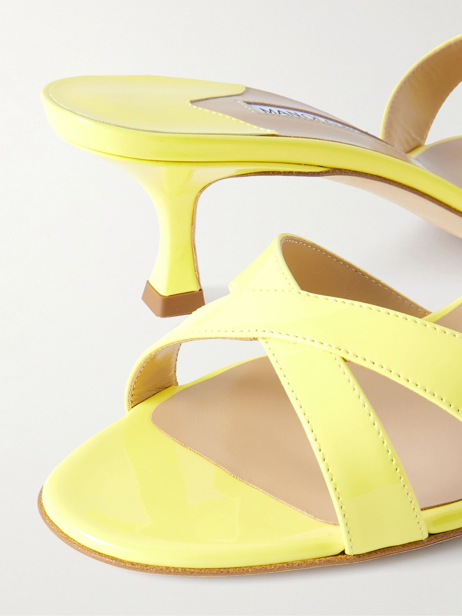 Callamu 50 patent-leather mules Pastel yellow - 4