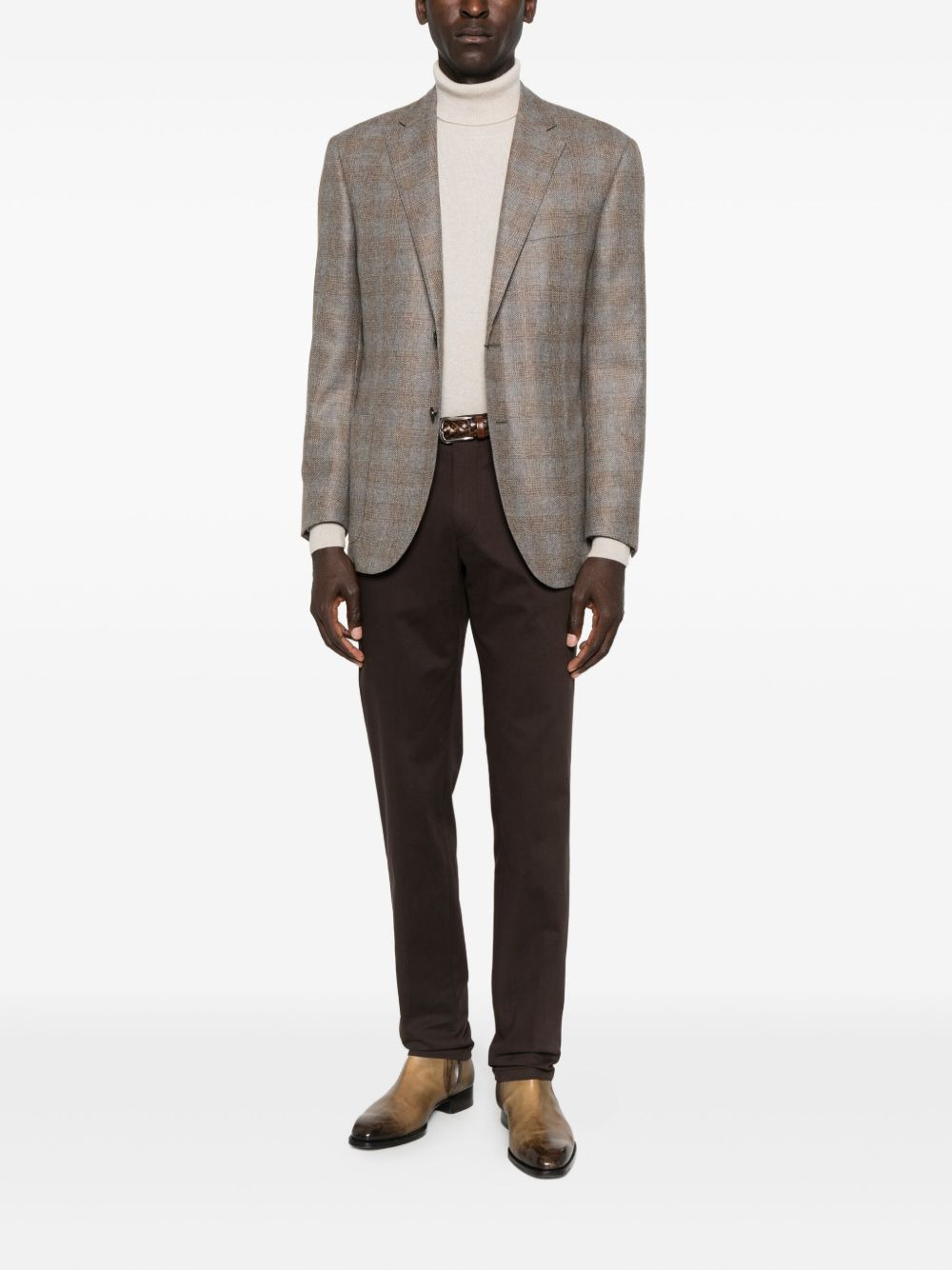 checked two-button jacket - 2