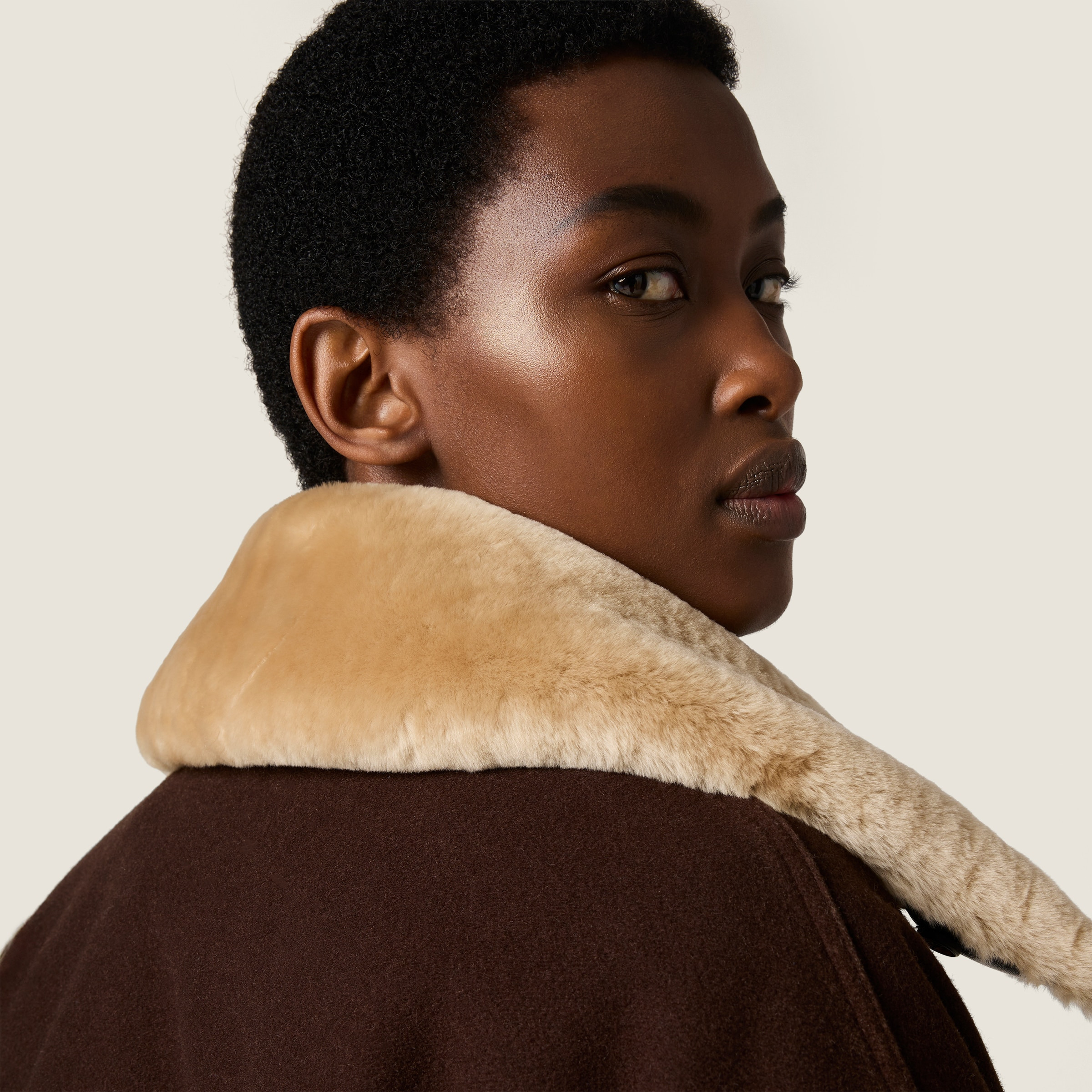 Garment-dyed wool blouson with shearling collar - 4