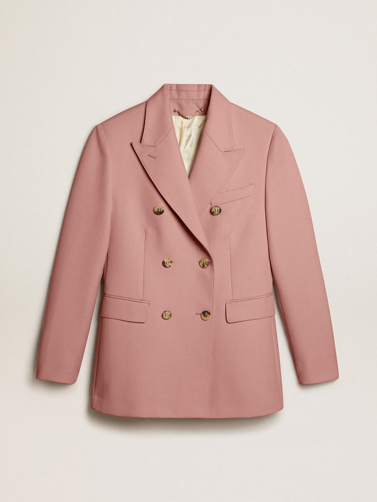 Double-breasted blazer in pink tailoring fabric - 1