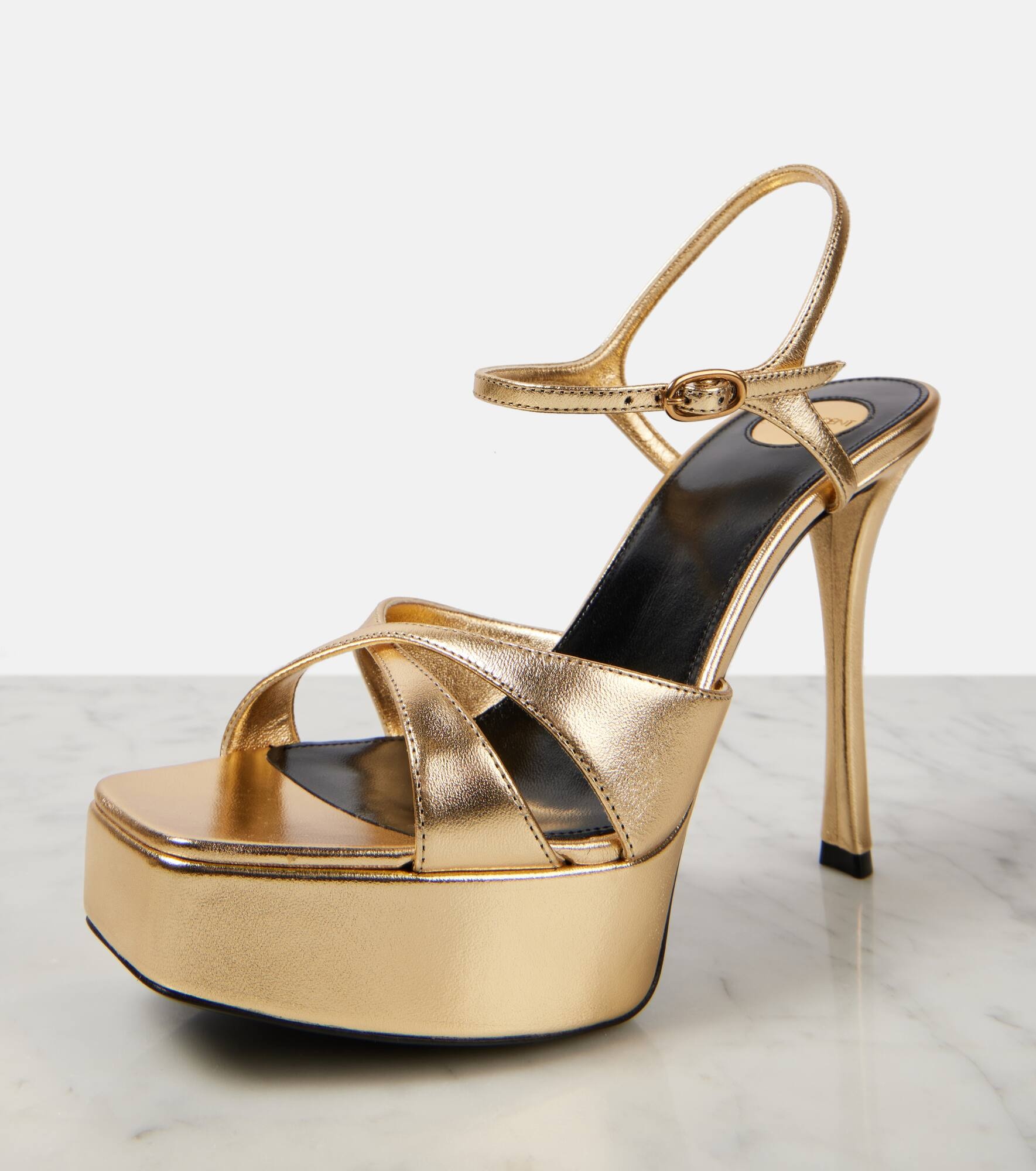 Debbie 85 metallic-leather platform sandals - 5