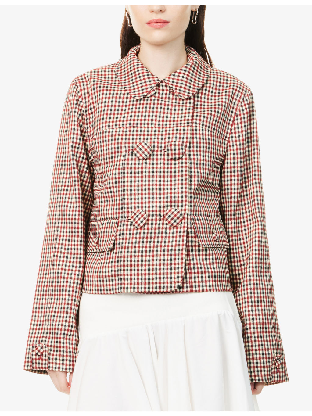 The Marie Check-Print Stretch-Woven Jacket - 3