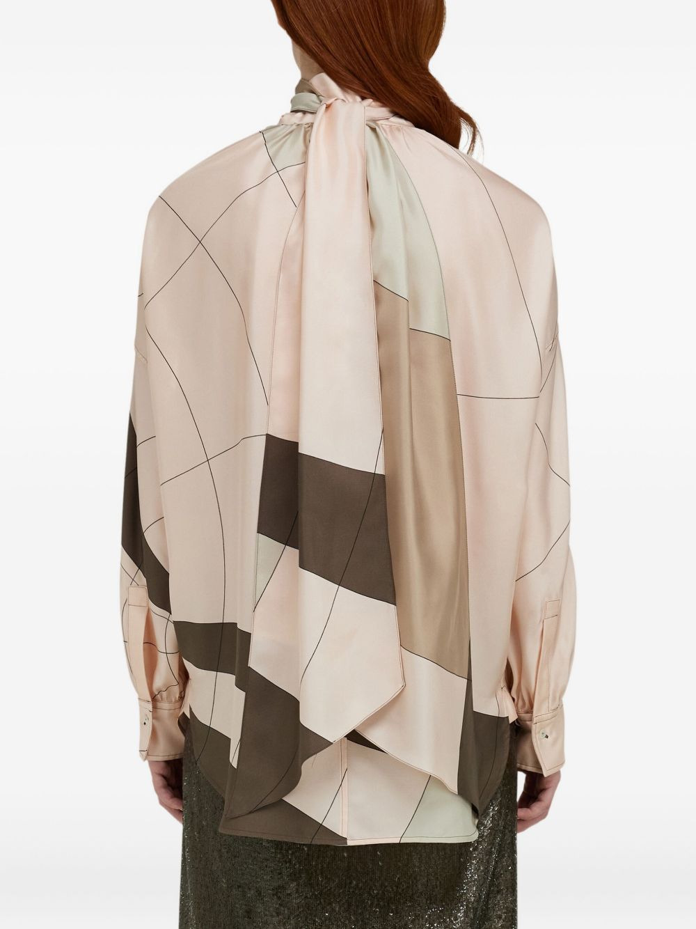 sash-detailed silk shirt - 4