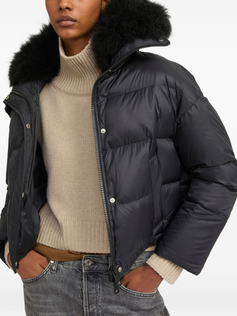 lambsherling-trim puffer jacket - 3