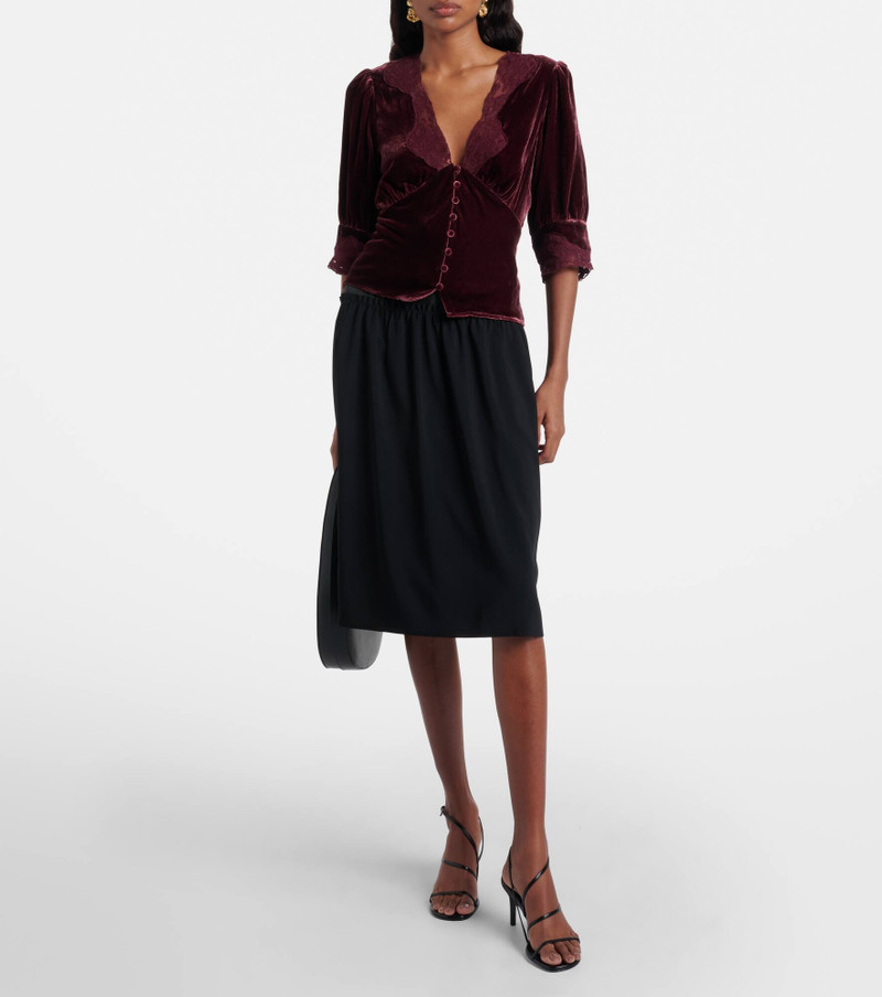 RIXO Amanda lace-trimmed velvet top outlook