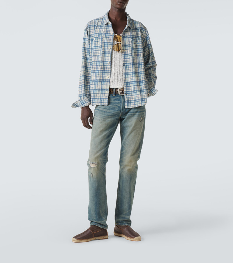 RRL by Ralph Lauren Plaid cotton and linen jersey shirt outlook
