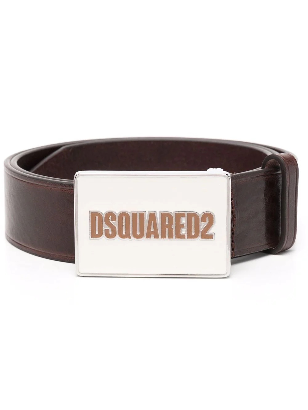 logo-print buckle-fastening leather belt - 1