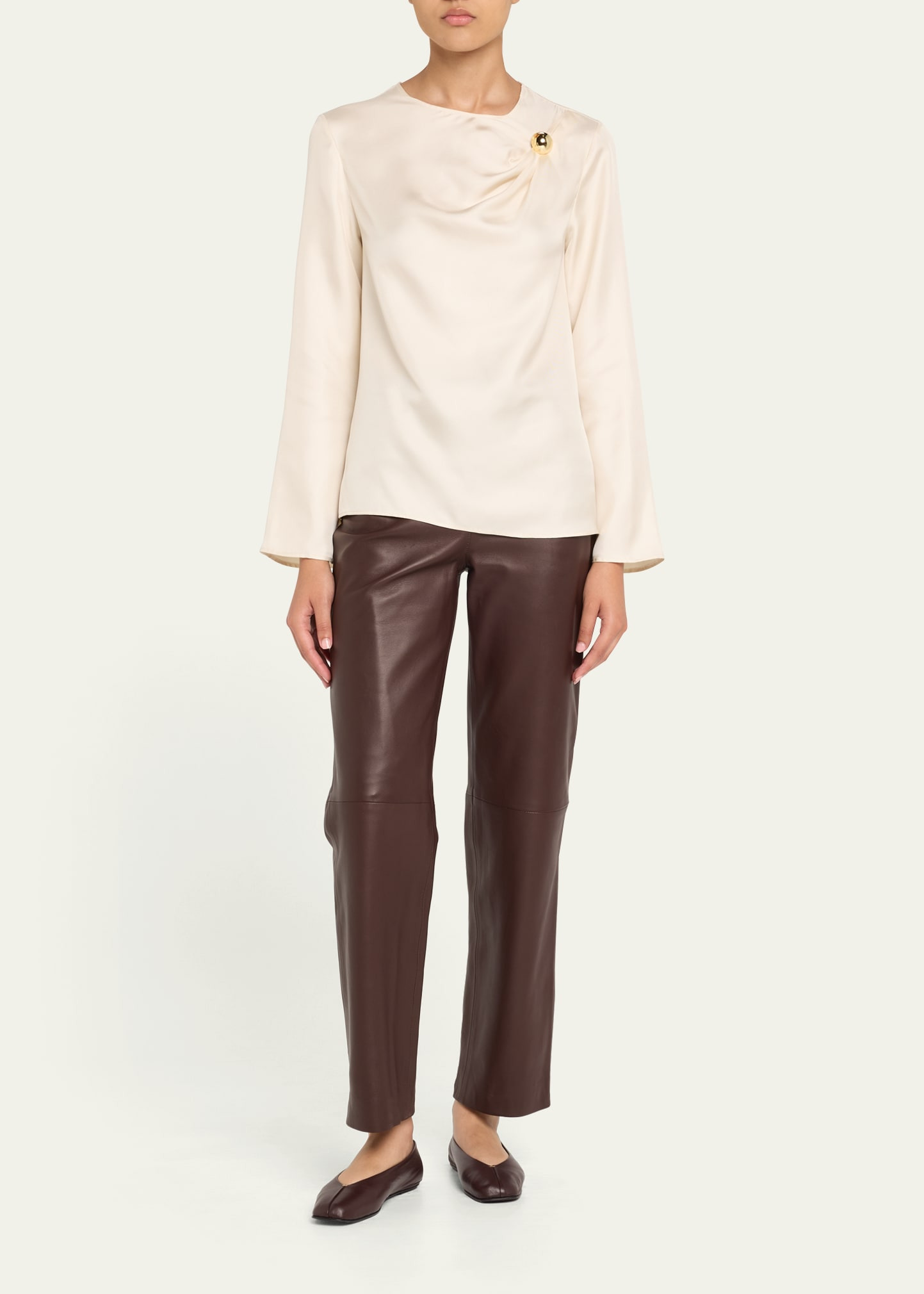 Cobe Leather Straight-Leg Pants - 2