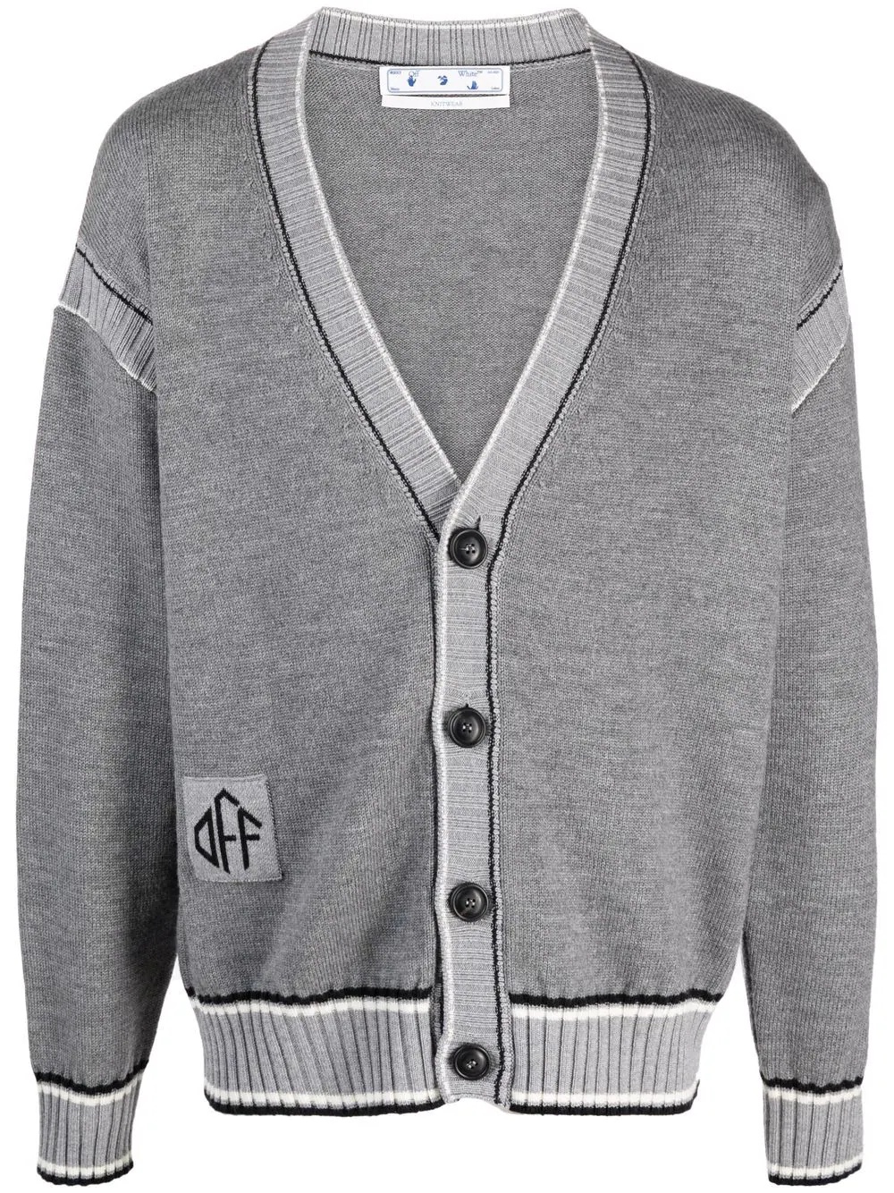 Varsity logo-patch cardigan - 1