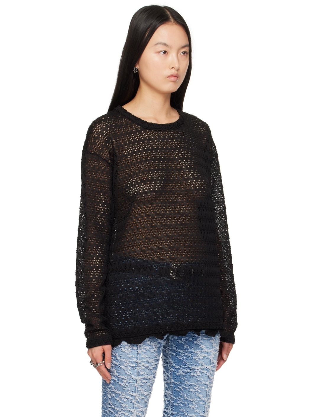 Black Flower Garden Sweater - 4
