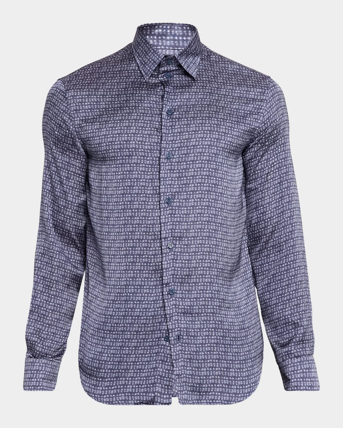 Men's Blurred Abstract Polyester Sport Shirt - 1