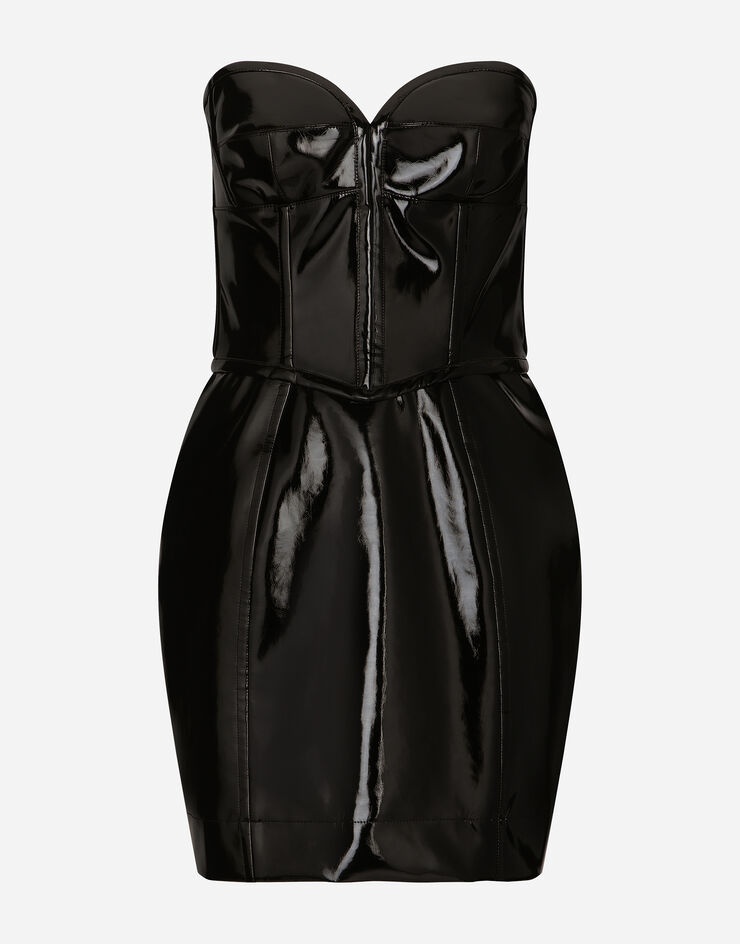 Short corset-style patent leather dress - 1