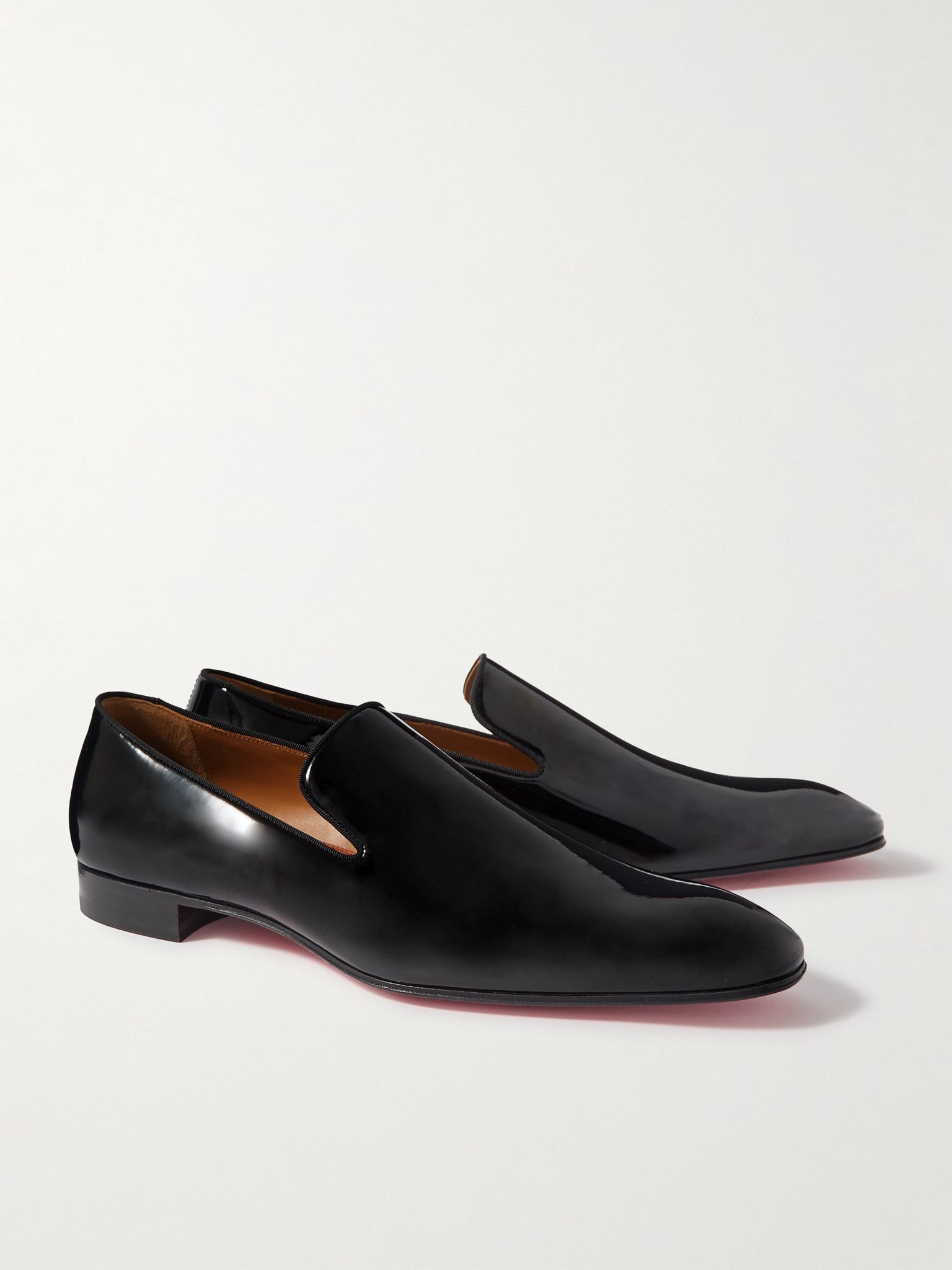 Dandelion Grosgrain-Trimmed Patent-Leather Loafers Black - 4