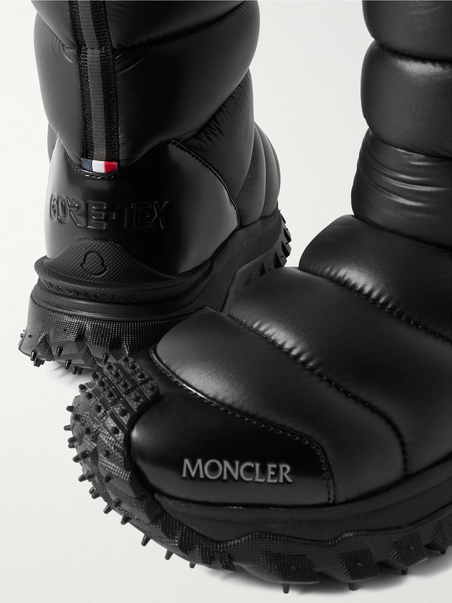 Trailgrip appliquéd quilted padded glossed leather-trimmed shell snow boots Black - 4