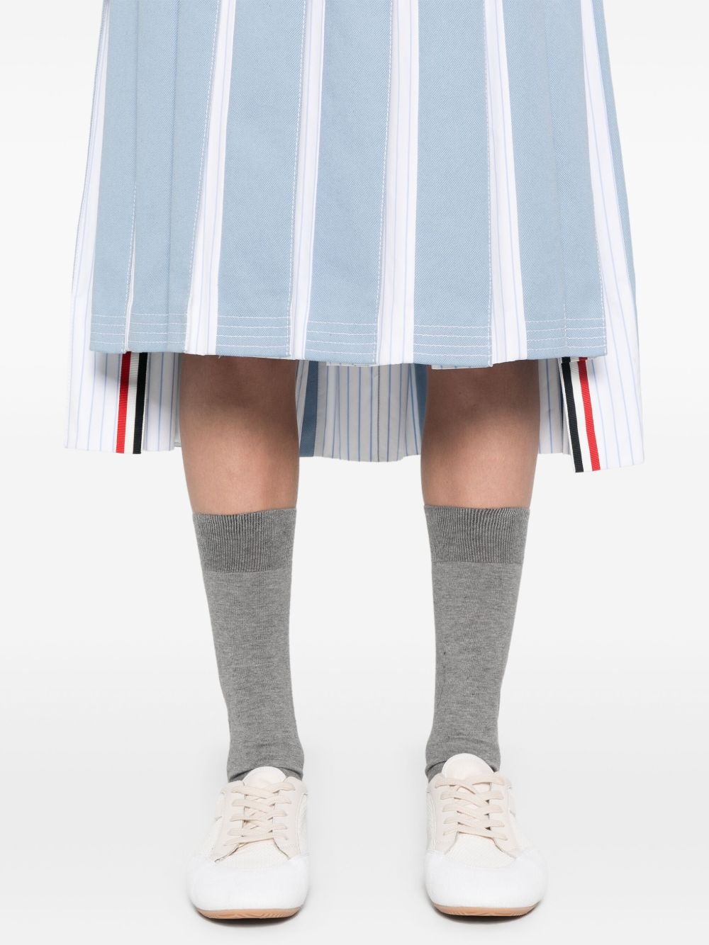 pleated denim midi skirt - 5