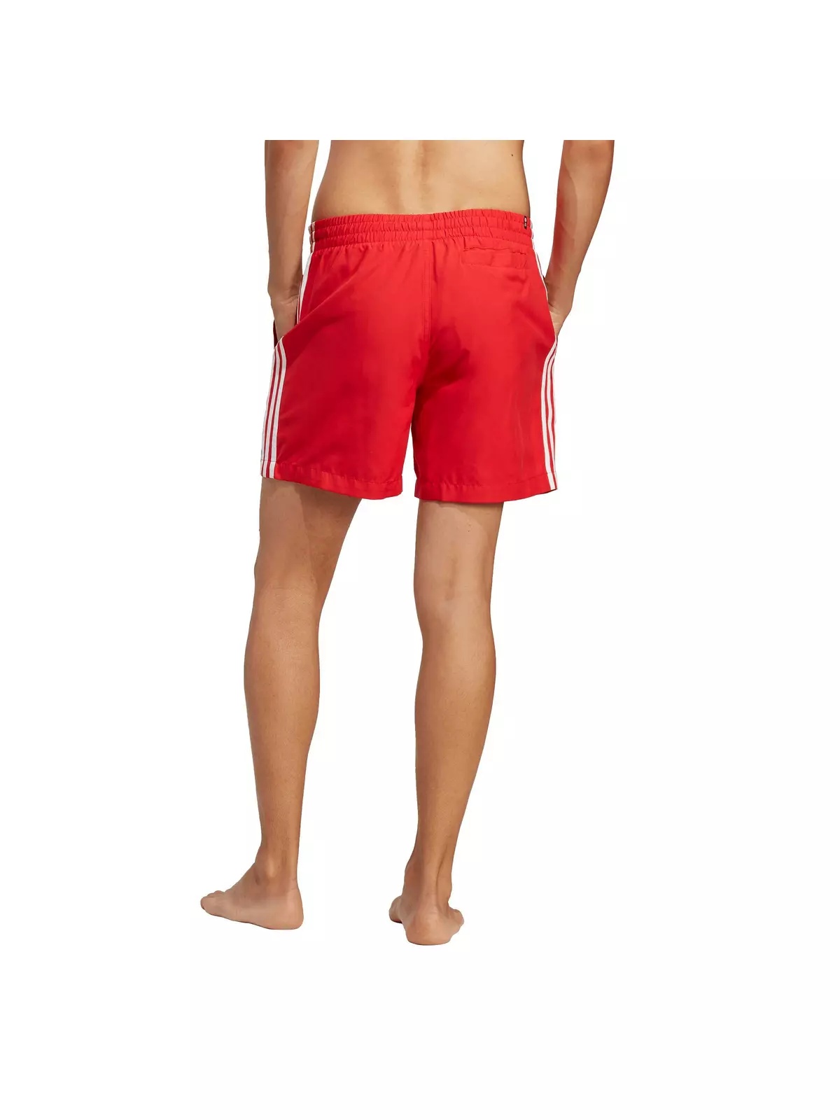 Men's Trefoil 3-Stripe Swim Shorts-Red/White - 2