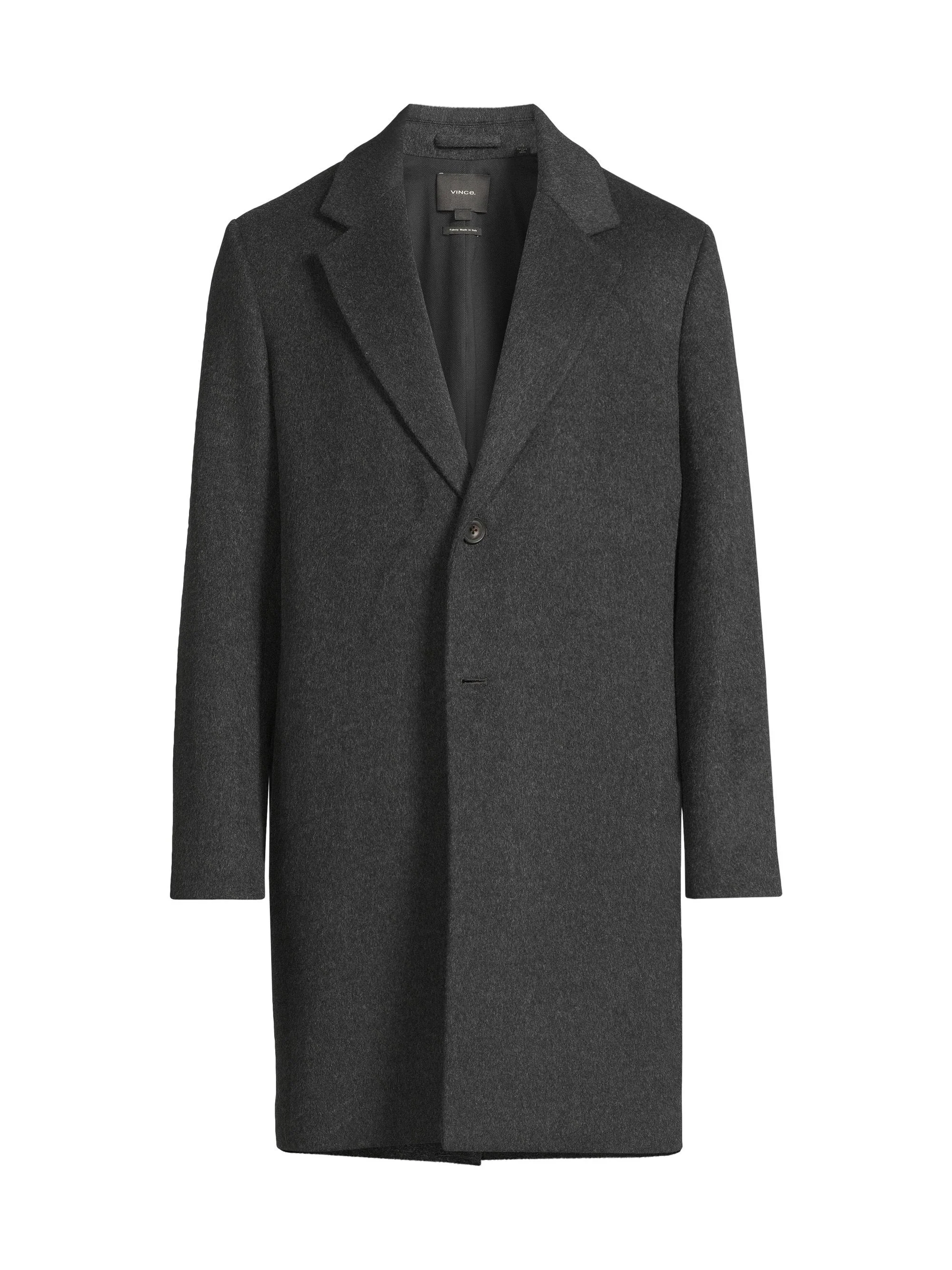 Men's Notch Lapel Wool-Blend Coat - Charcoal - 1