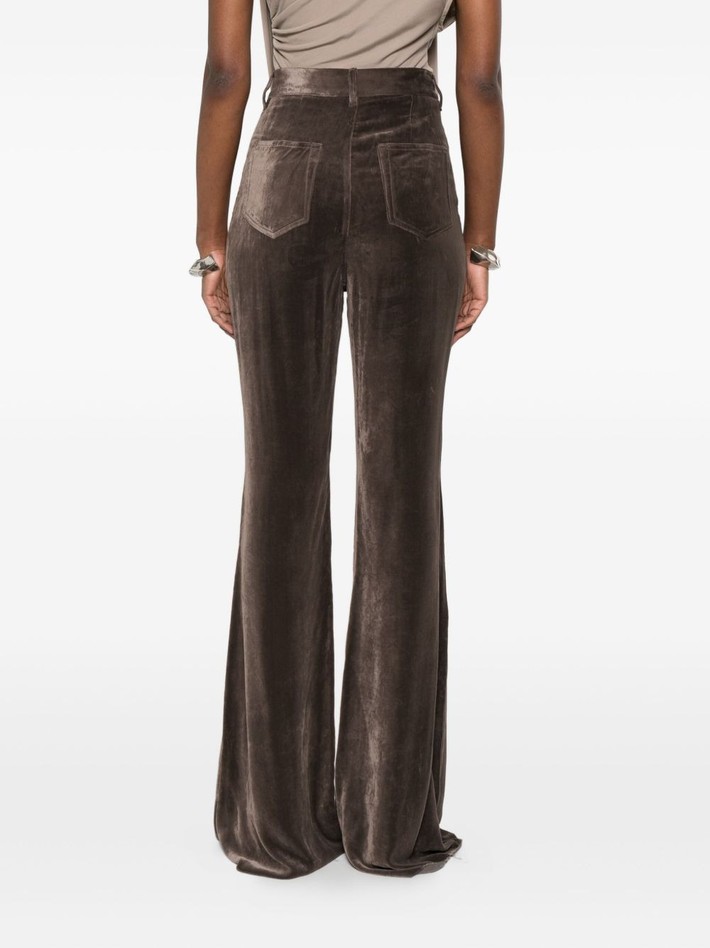 velvet flared trousers - 4