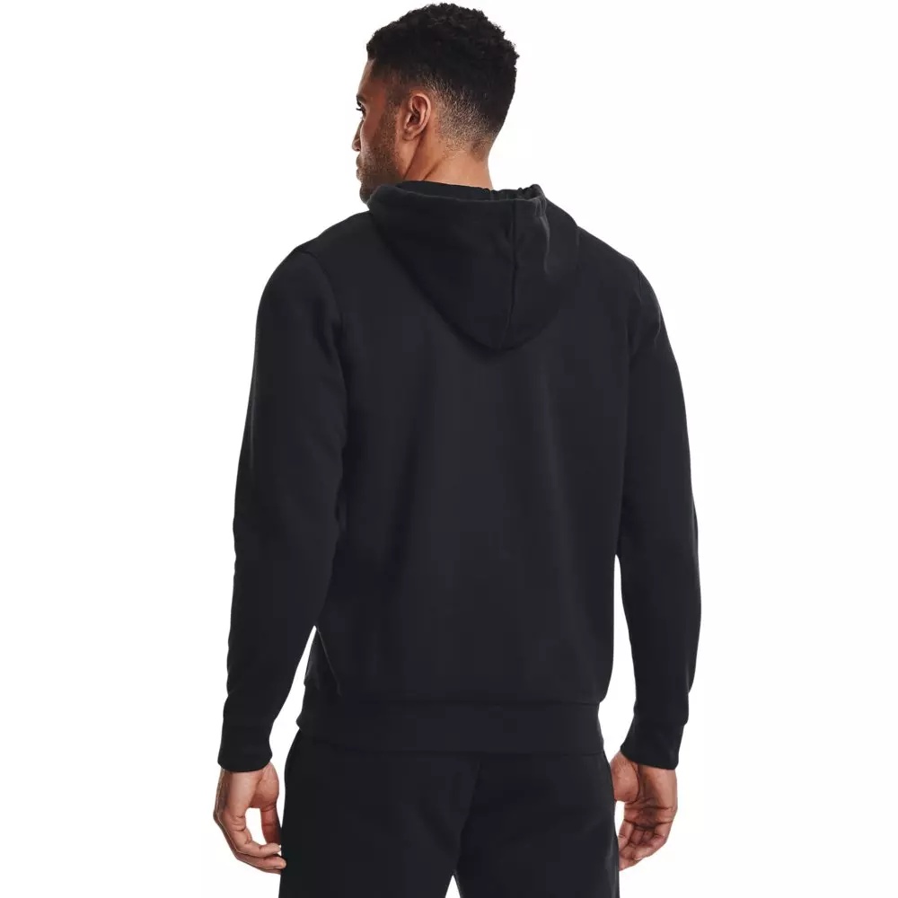 Men's Essential Fleece Full-Zip Hoodie-Black - 2