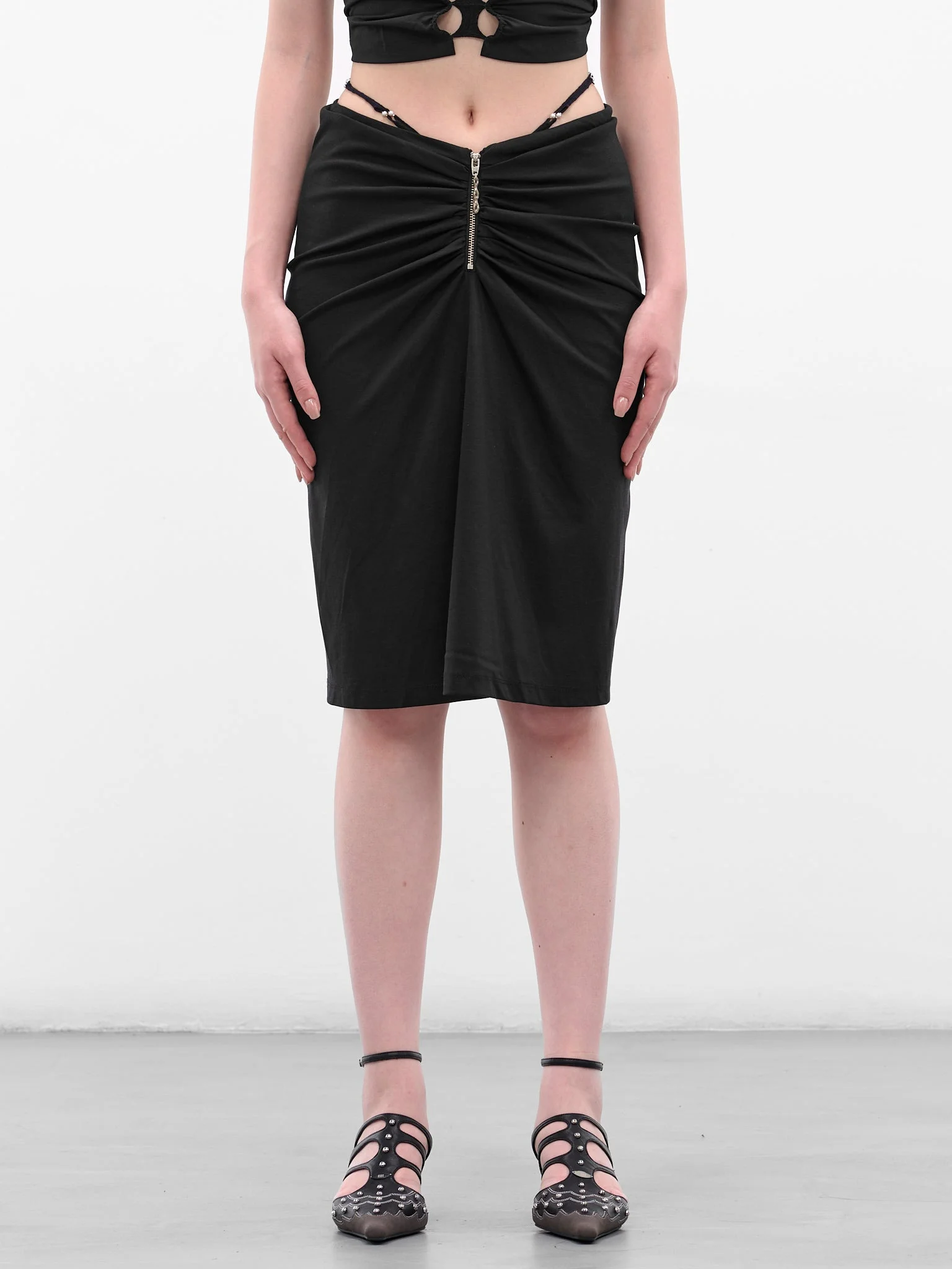 Black G-String Combo Ruched Skirt - 1