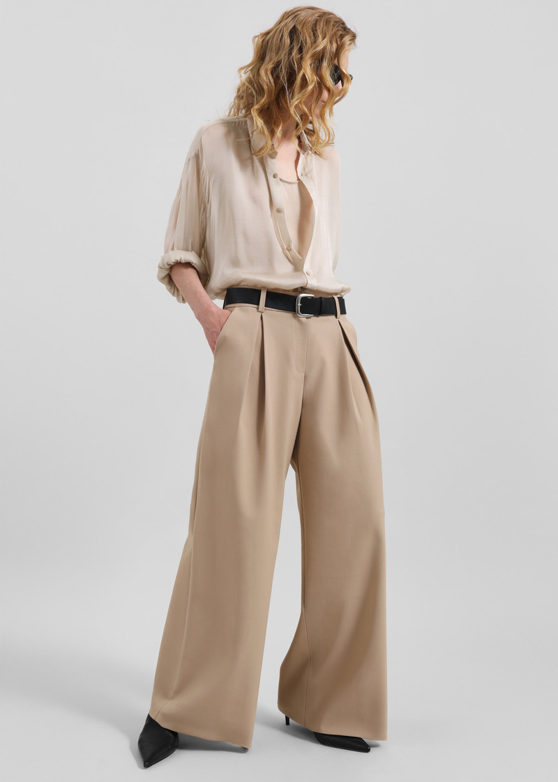 Oria Sheer Silk Chiffon Shirt - Beige 9