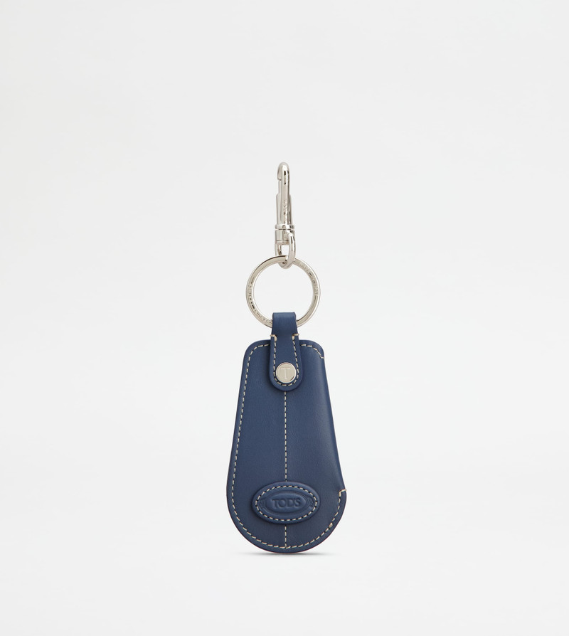 KEY HOLDER IN LEATHER WITH SHOEHORN - BLUE 1