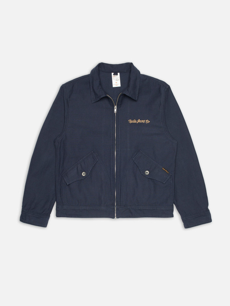 Nudie Jeans Blake Zip Jacket Back Sateen Navy outlook