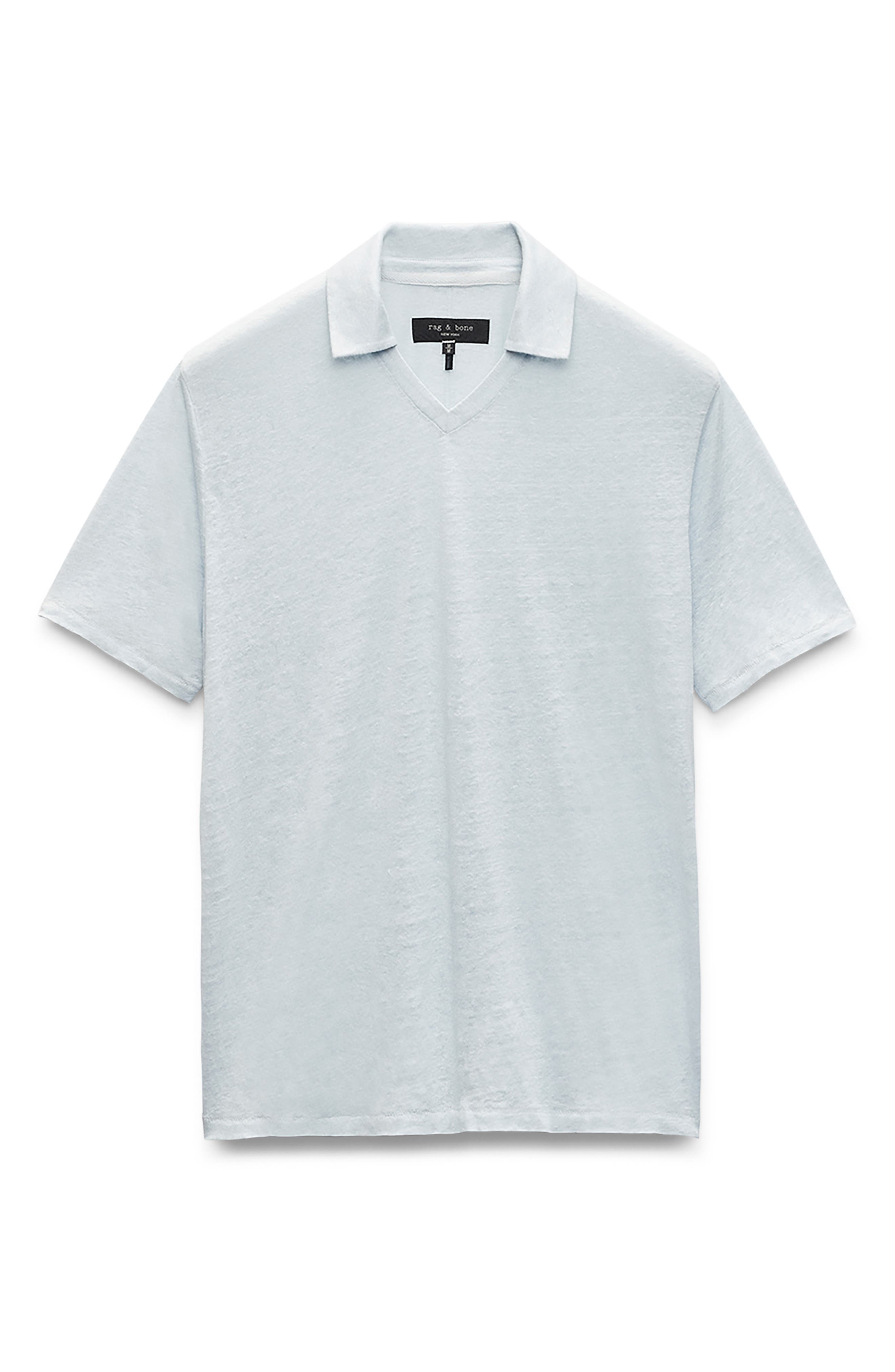 rag & bone Johnny Collar Linen Polo in Arctic at Nordstrom - 4