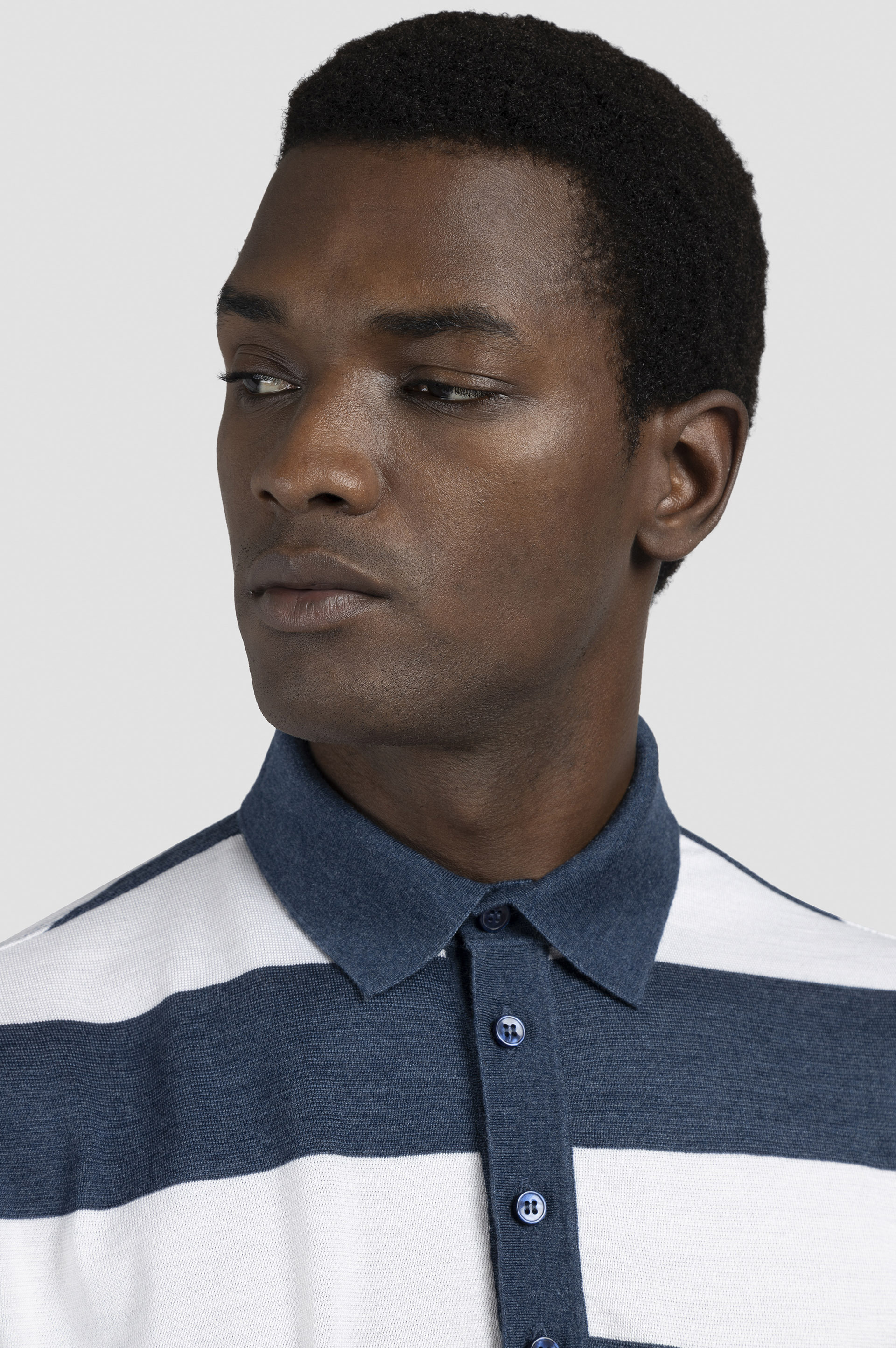 STRIPED WOOL SILK POLO SHIRT - 4