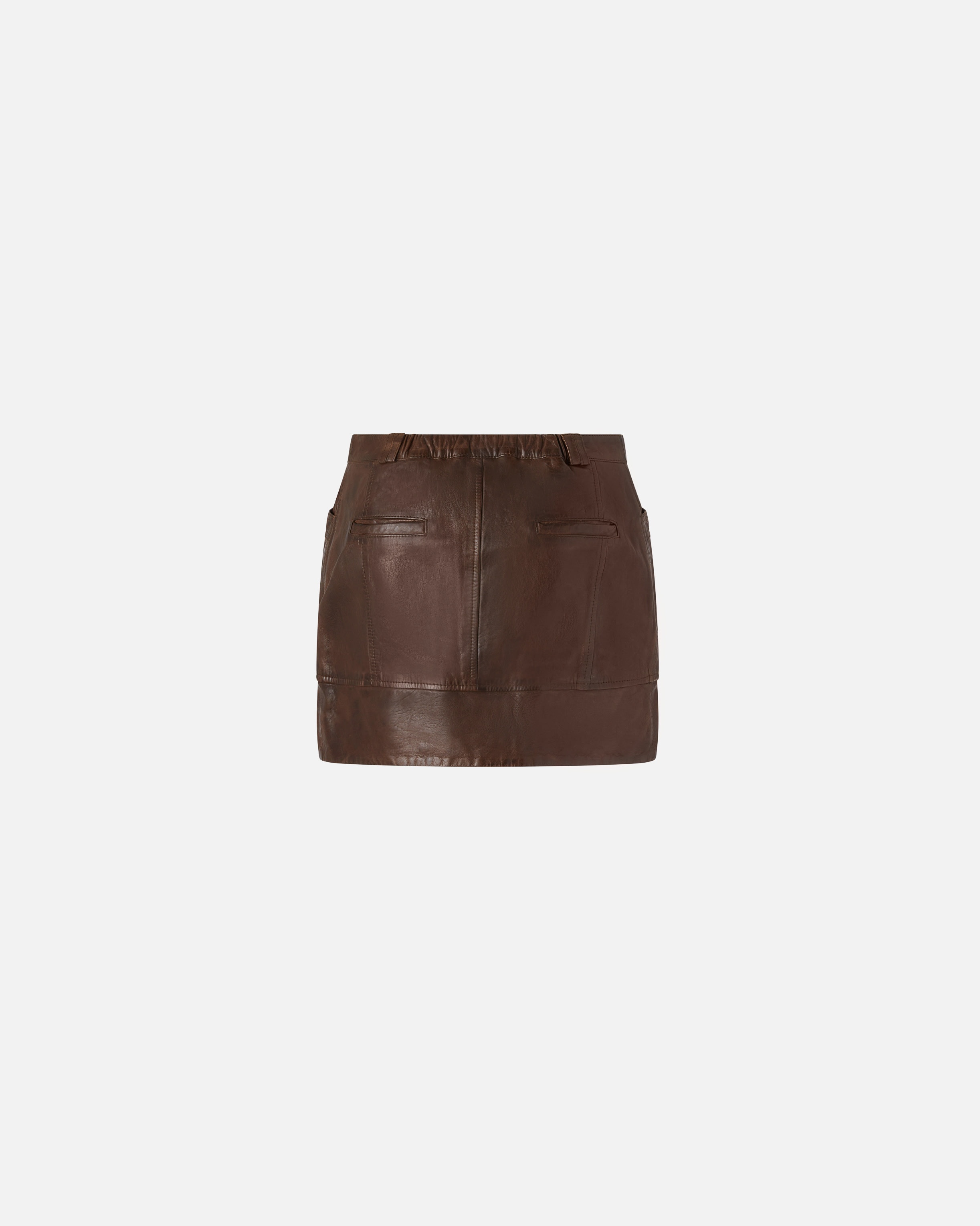 LEATHER MINI SKIRT WITH POCKETS - 6