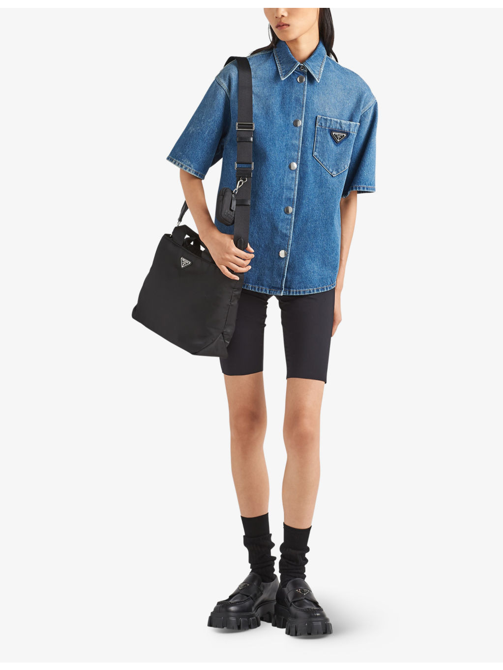 Brand-plaque relaxed-fit denim shirt - 2