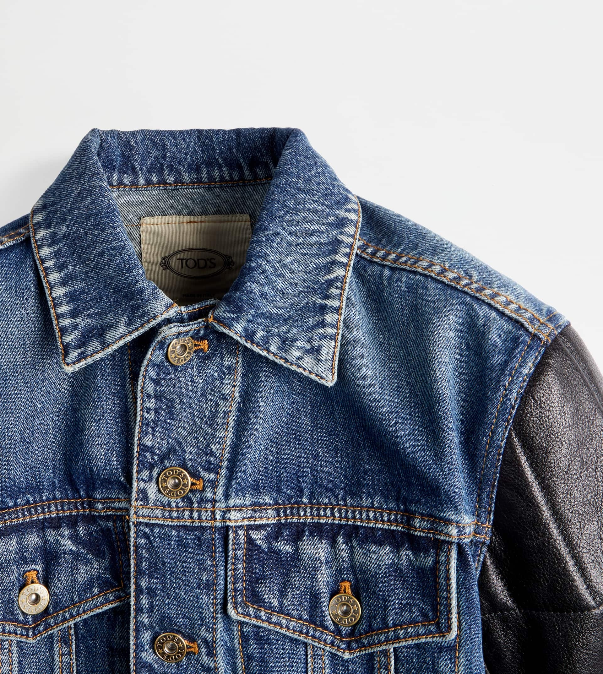 TOD'S BIKER IN DENIM AND LEATHER - BLUE - 9