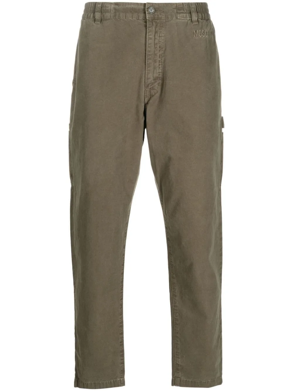 logo-embroidered cotton straight-leg trousers - 1