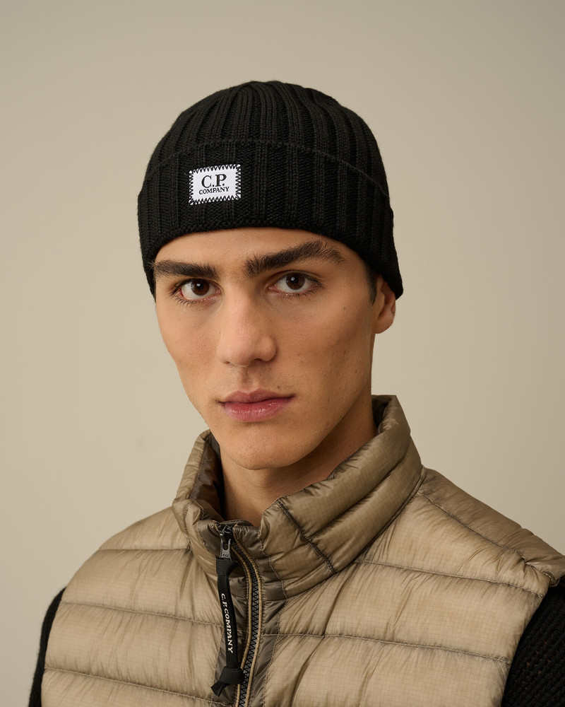 C.P. Company Extra Fine Merino Wool Logo Beanie outlook